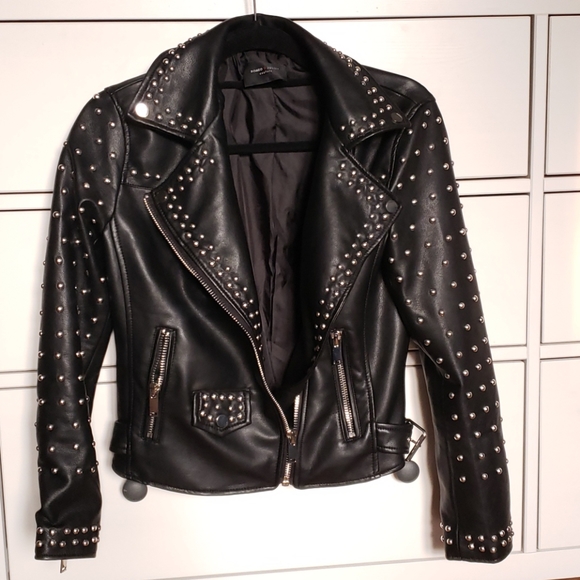 New Faux leather Black biker jacket - Picture 3 of 5